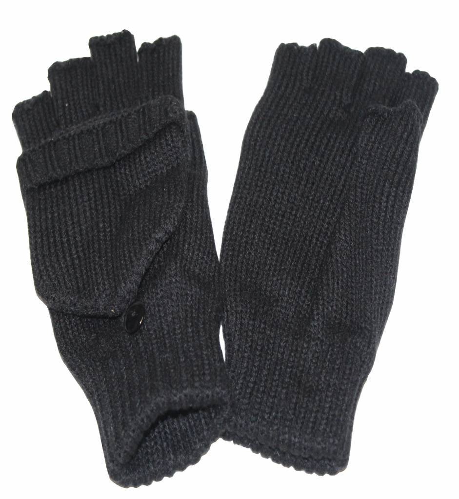 Dames handschoenen zonder vingers met flap Zwart
