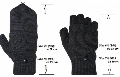 Dames handschoenen zonder vingers met flap Zwart