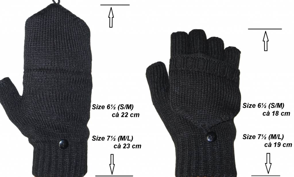 Dames handschoenen zonder vingers met flap Zwart