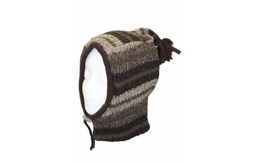 Gebreide Bivakmuts gestreept Bruin