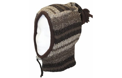 Gebreide Bivakmuts gestreept Bruin