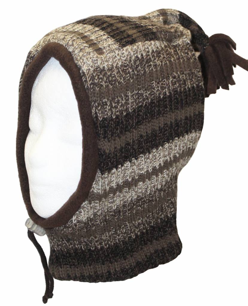 Gebreide Bivakmuts gestreept Bruin