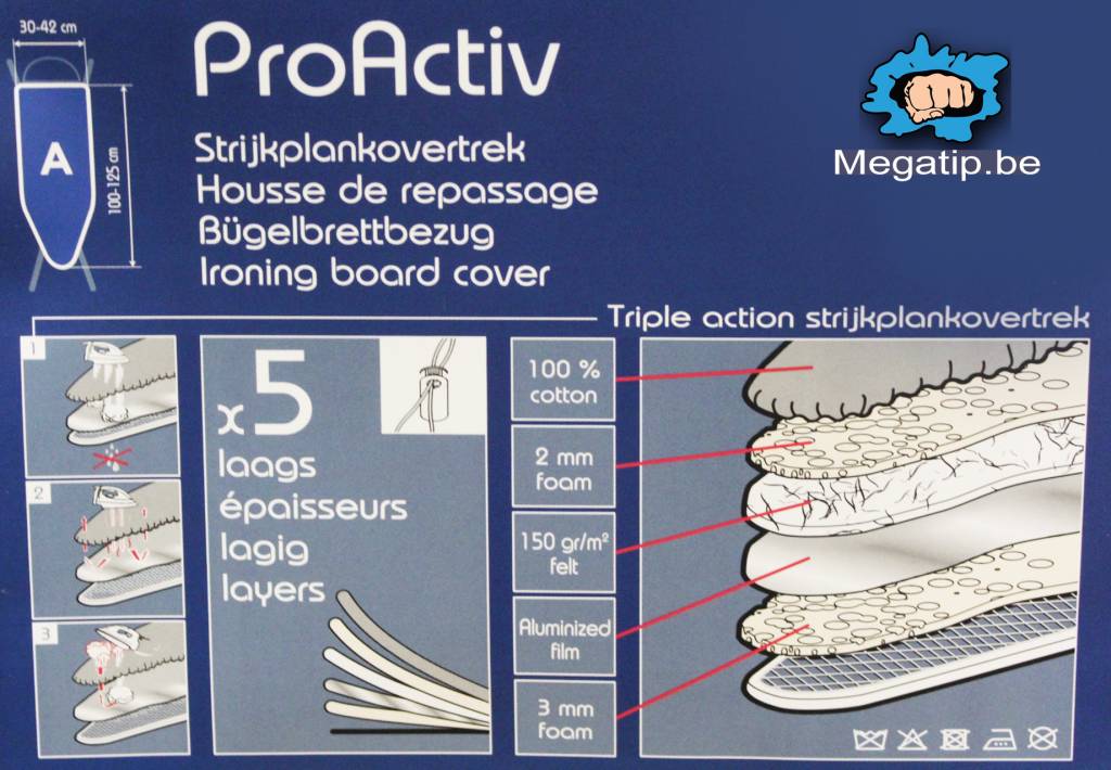 Strijkplankhoes 5 lagen maat A Blauw/groen klaverblad