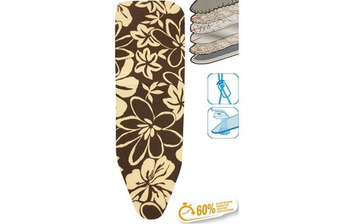 Strijkplankhoes 5 lagen maat A Bruin/witte bloemmotief