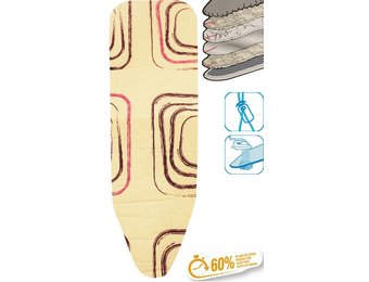 Strijkplankhoes 5 lagen maat A wit/mauve vierkant