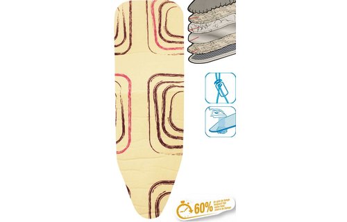 Strijkplankhoes 5 lagen maat A wit/mauve vierkant