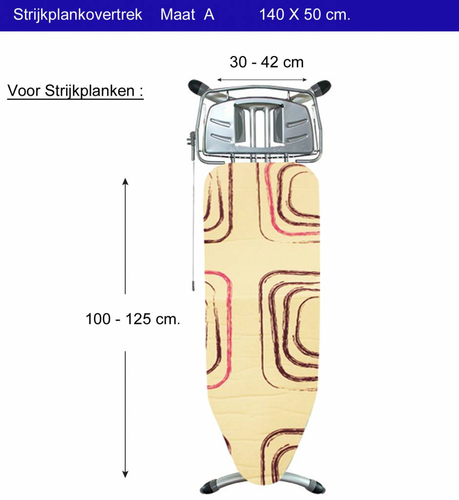 Strijkplankhoes 5 lagen maat A wit/mauve vierkant Strijkplankhoes 5 lagen maat A wit/mauve vierkant