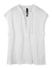 10Days Front Tie Top Linen White