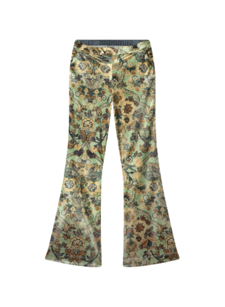 Summum Woman Trousers Velvet Flowers Multicolour