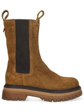 SHABBIES Chelsea Ankle Boots Waxed Suede Warm Brown