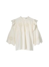 Summum Woman Blouse Cotton Voile Embroidery Ivory