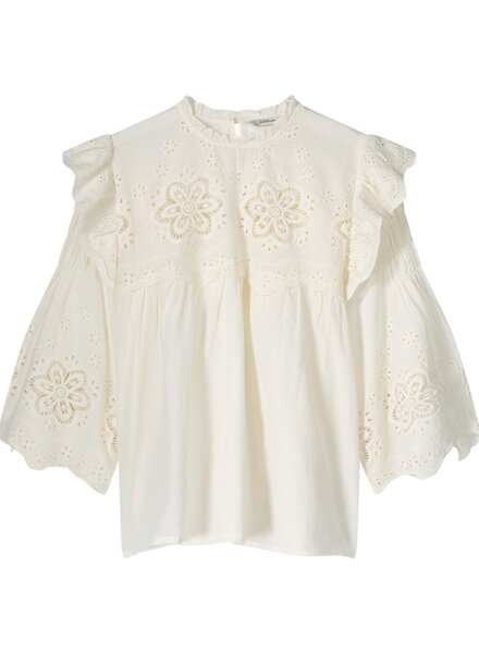 Summum Woman Blouse Cotton Voile Embroidery Ivory