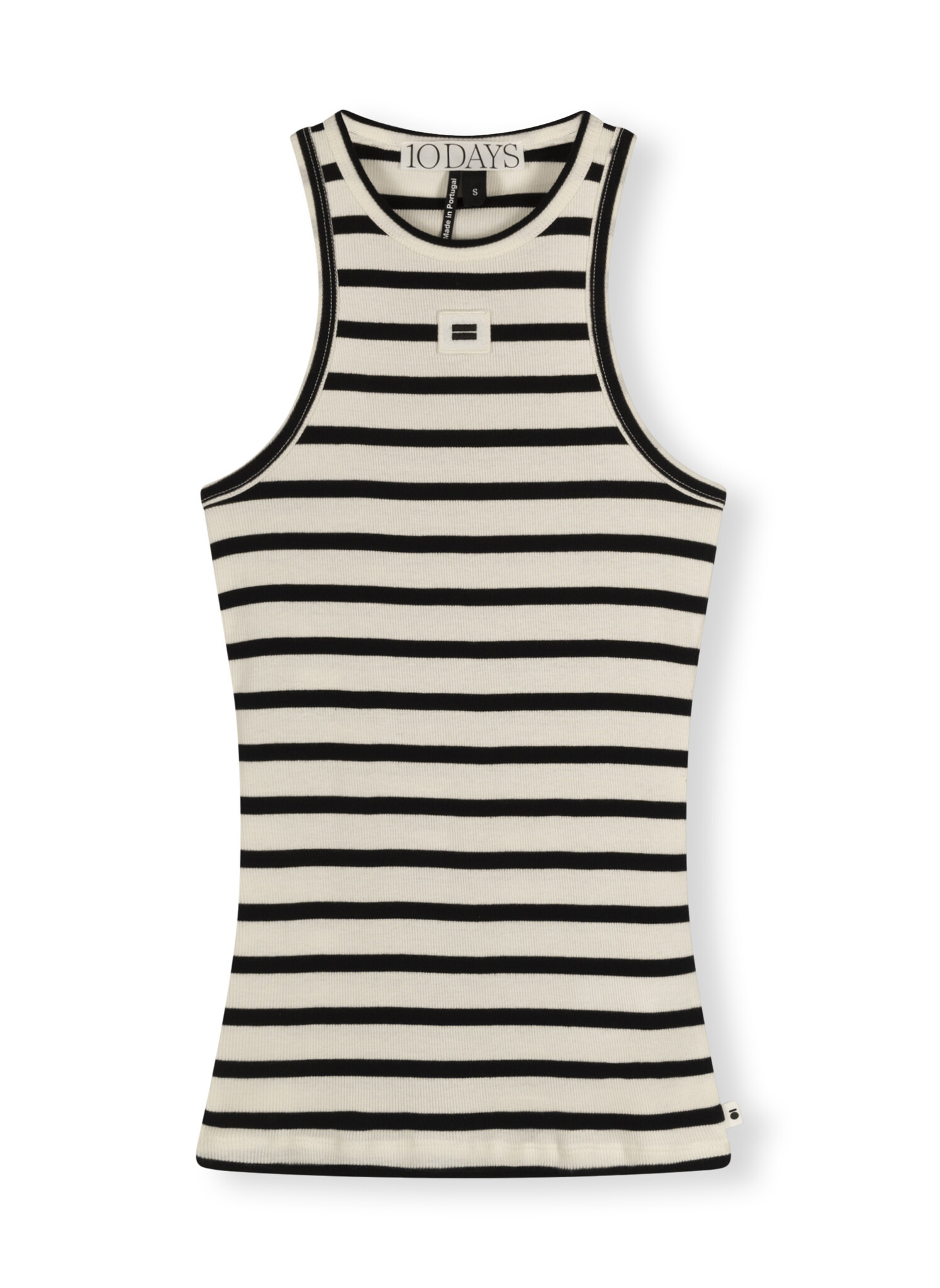 10Days Tank Top Rib Stripe Ecru Black