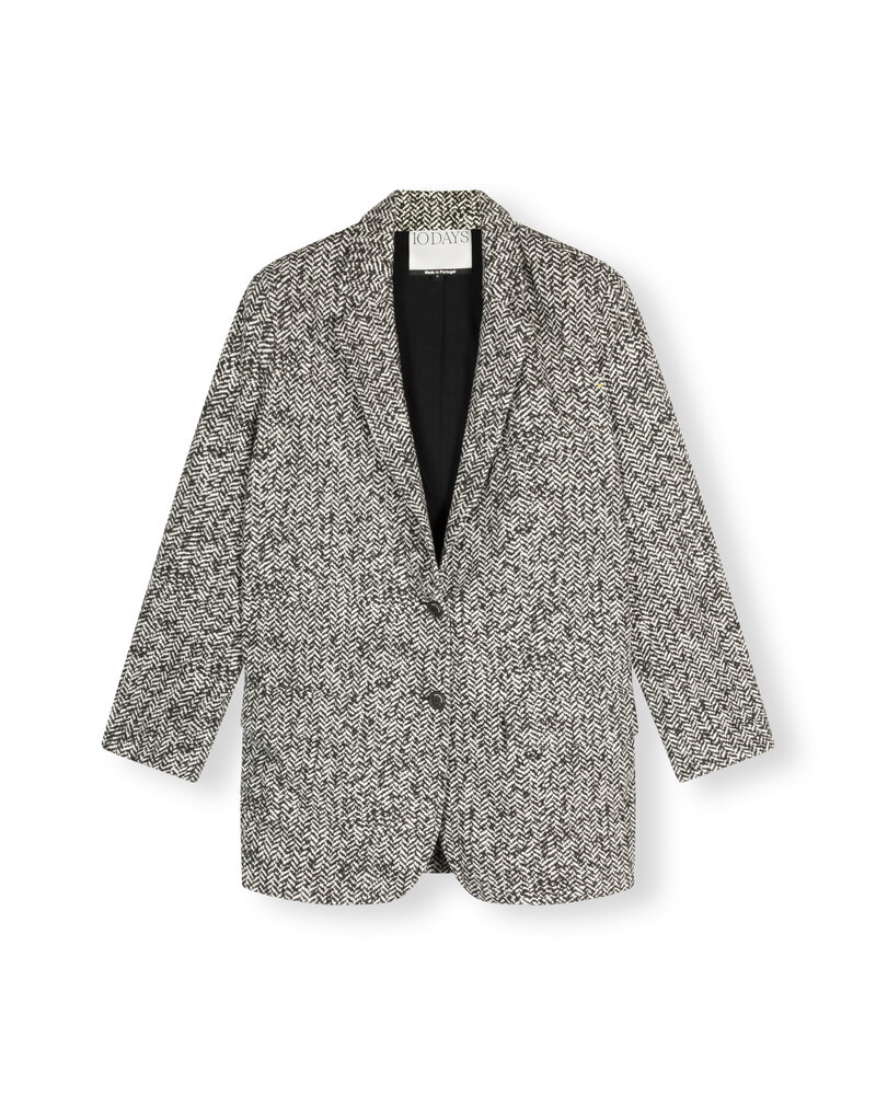 10Days Statement Blazer Herringbone Black