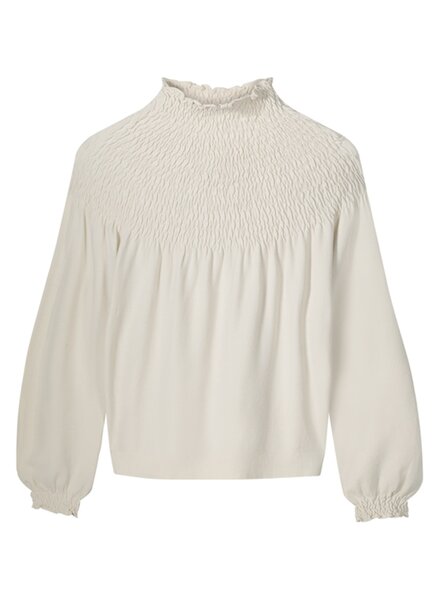 Summum Woman Smocked Sweater Basic Knit Ivory