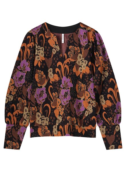 Summum Woman Jersey Top Flower Jacquard Multicolour