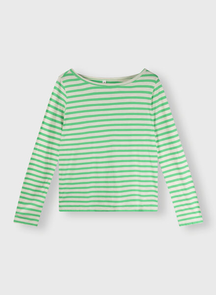 10Days Longsleeve Tee Stripes Ecru/Apple Green