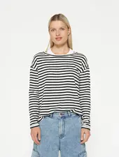 10Days Longsleeve Tee Linen Stripes Ecru/Black