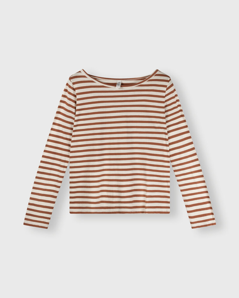 10Days Longsleeve Tee Stripes Ecru/Saddle