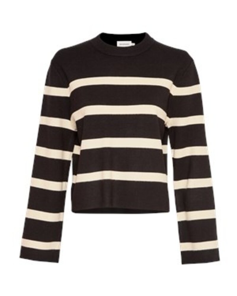 Moss Copenhagen Ginnette East Pullover Stripe Black/Oatmeal