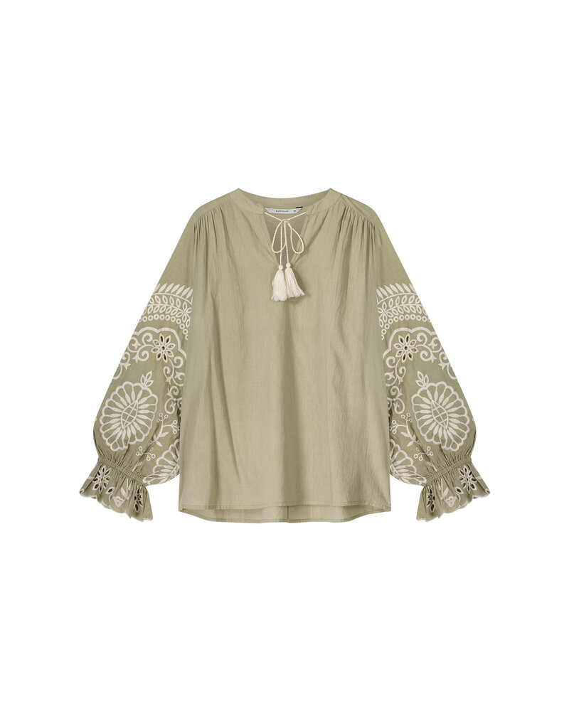 Summum Woman Top Embroidery Green Lentil