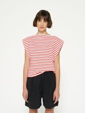 10Days Squared Proud Tee Stripes White/Poppy Red