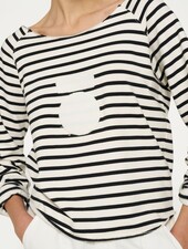 10Days Cropped Icon Sweater Stripe Ecru/Black