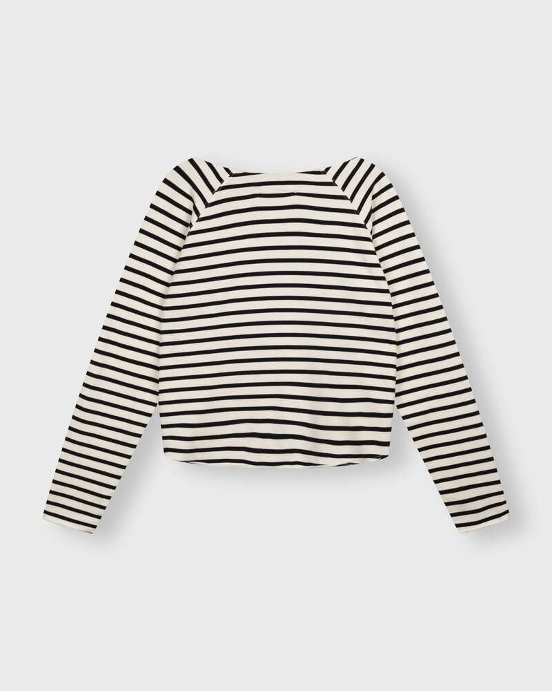 10Days Cropped Icon Sweater Stripe Ecru/Black