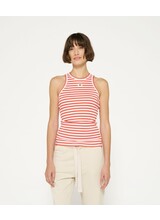 10Days Tank Top Rib Stripes White/Poppy Red