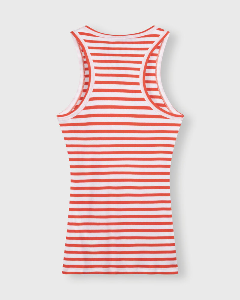 10Days Tank Top Rib Stripes White/Poppy Red