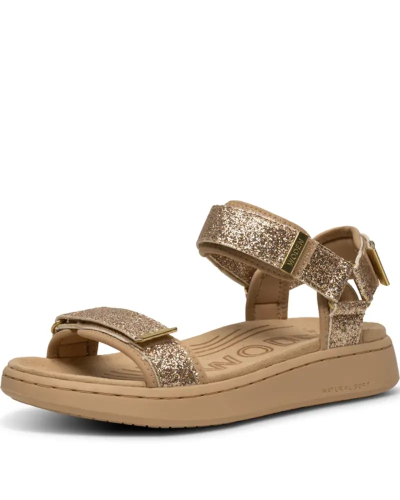 Woden Line Glitter Sandal Coffee Cream