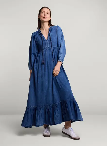 Summum Woman Dress Blue Daze Cotton Sateen Indigo