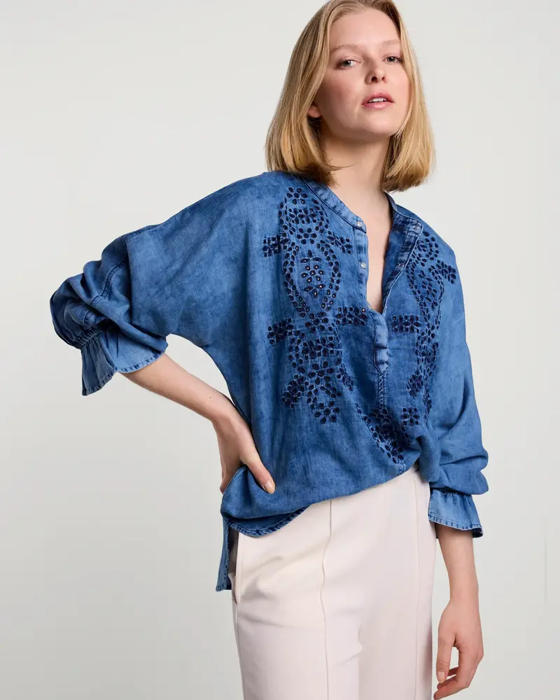 Summum Woman Top Blue Daze Anglaise Indigo