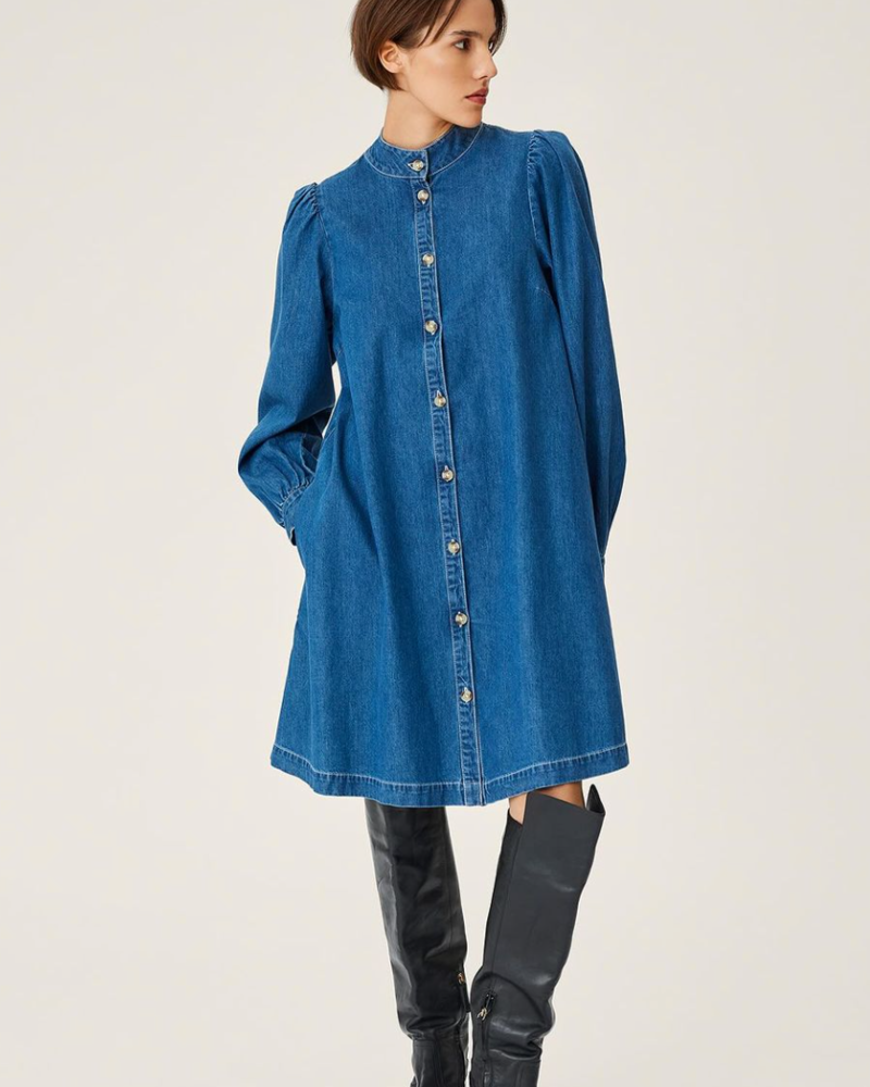 Moss Copenhagen Shayla Shirt Dress Mid Blue