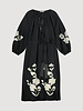 Summum Woman Dress Linnen Heavy Embroidery Black