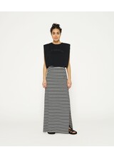 10Days Long Skirt Stripes Black/Ecru