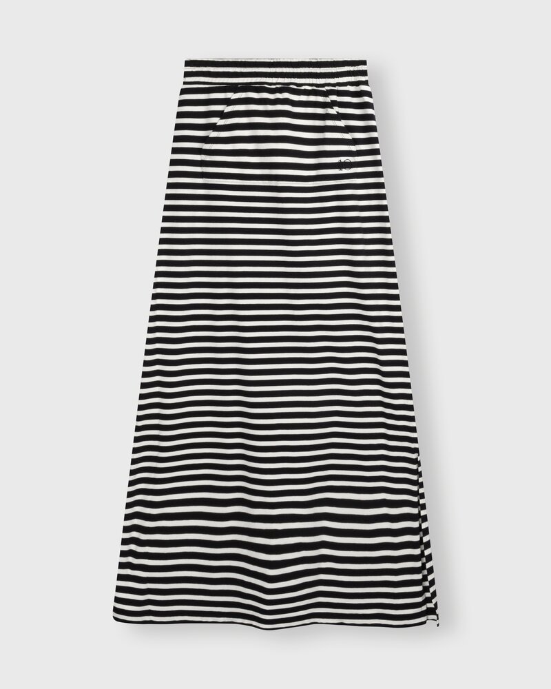 10Days Long Skirt Stripes Black/Ecru