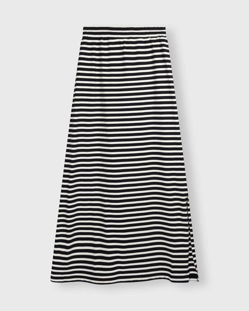 10Days Long Skirt Stripes Black/Ecru