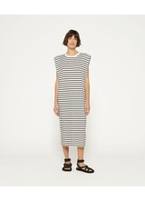 10Days Padded Tee Dress Stripes Ecru/Black
