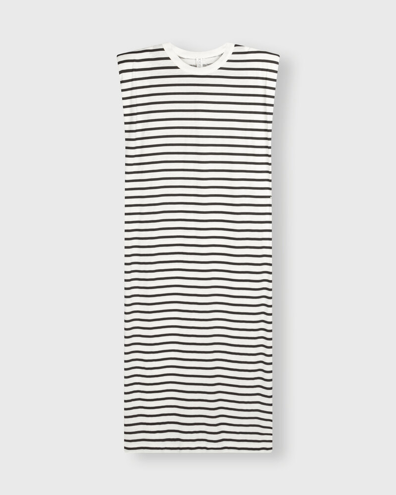 10Days Padded Tee Dress Stripes Ecru/Black