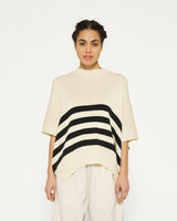 10Days Sleeveless Sweater Knit Stripes Light Safari