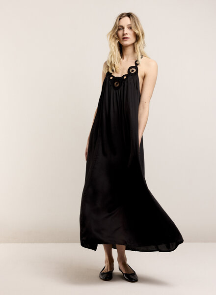 Summum Woman Dress Solid Satin Black