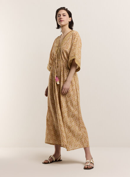 Summum Woman Dress Blockprint Soft Camel