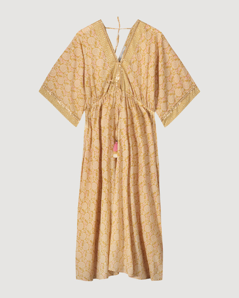 Summum Woman Dress Blockprint Soft Camel