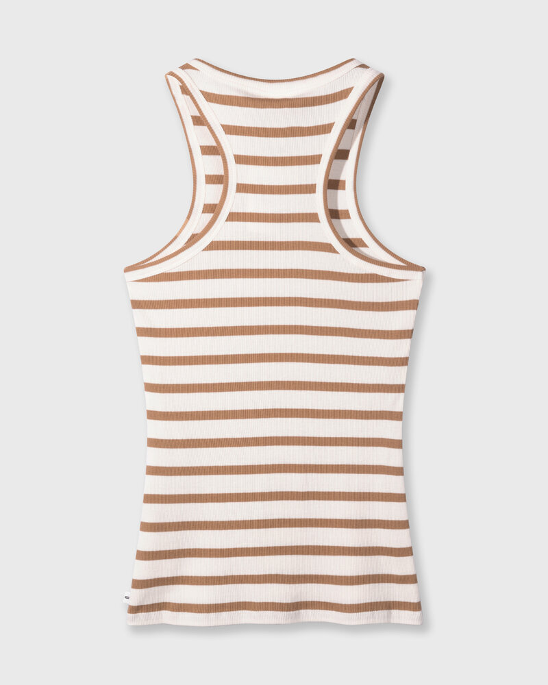 10Days Tank Top Rib Stripes Ecru/Cedar Brown