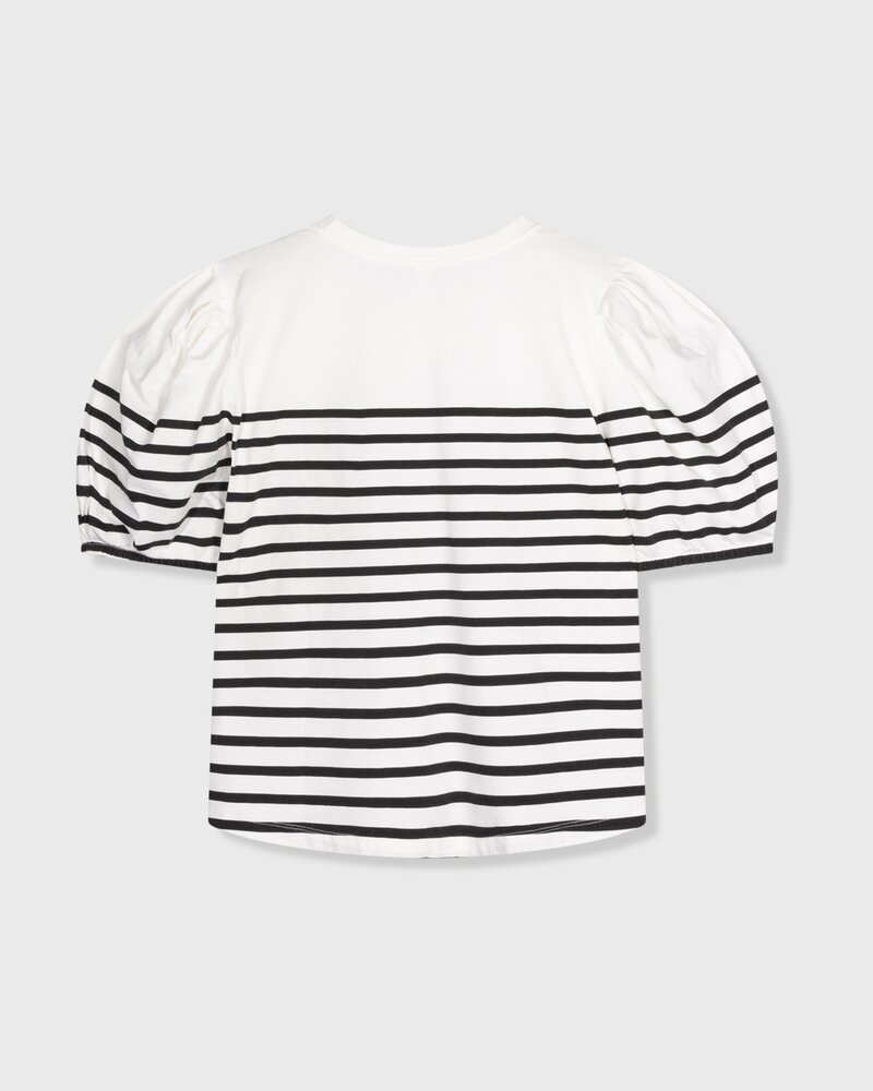 10Days Balloon Sleeve Tee Stripes Ecru/Black