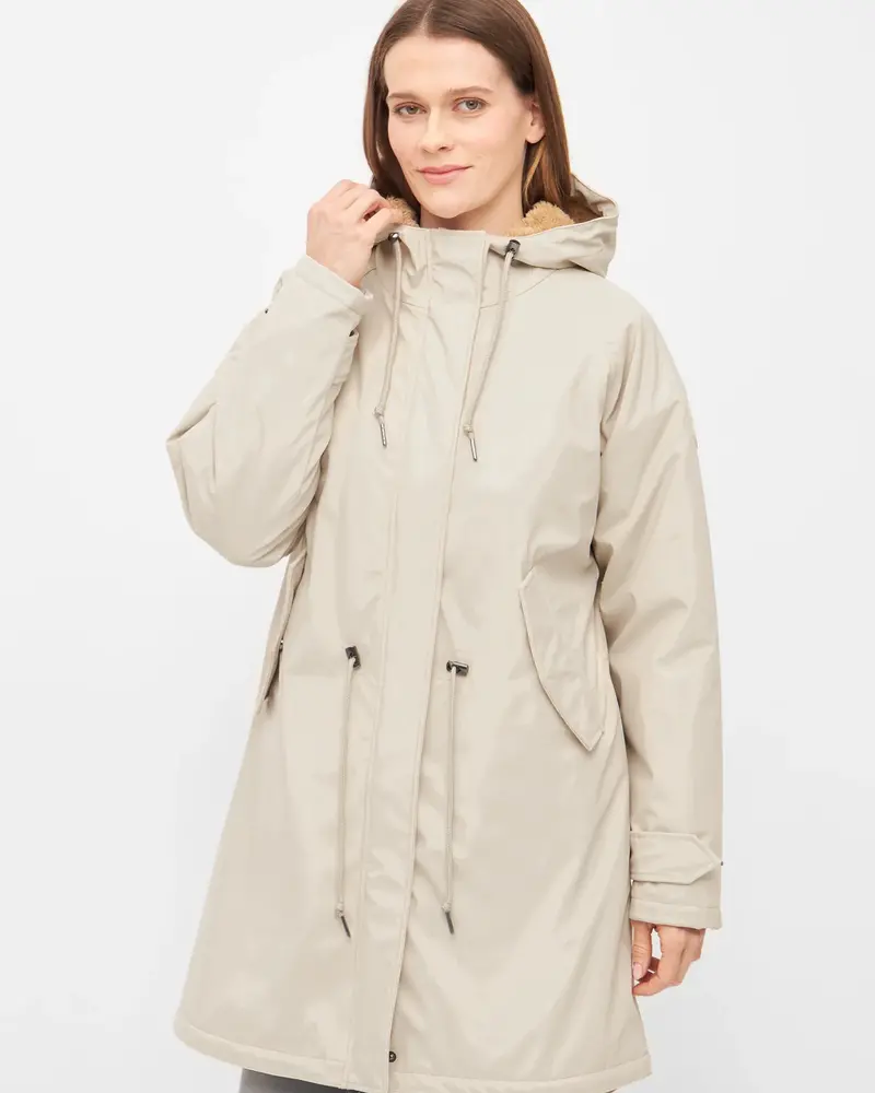 Derbe Hamburg Travel Cozy Rain Coat Fog/Caramel