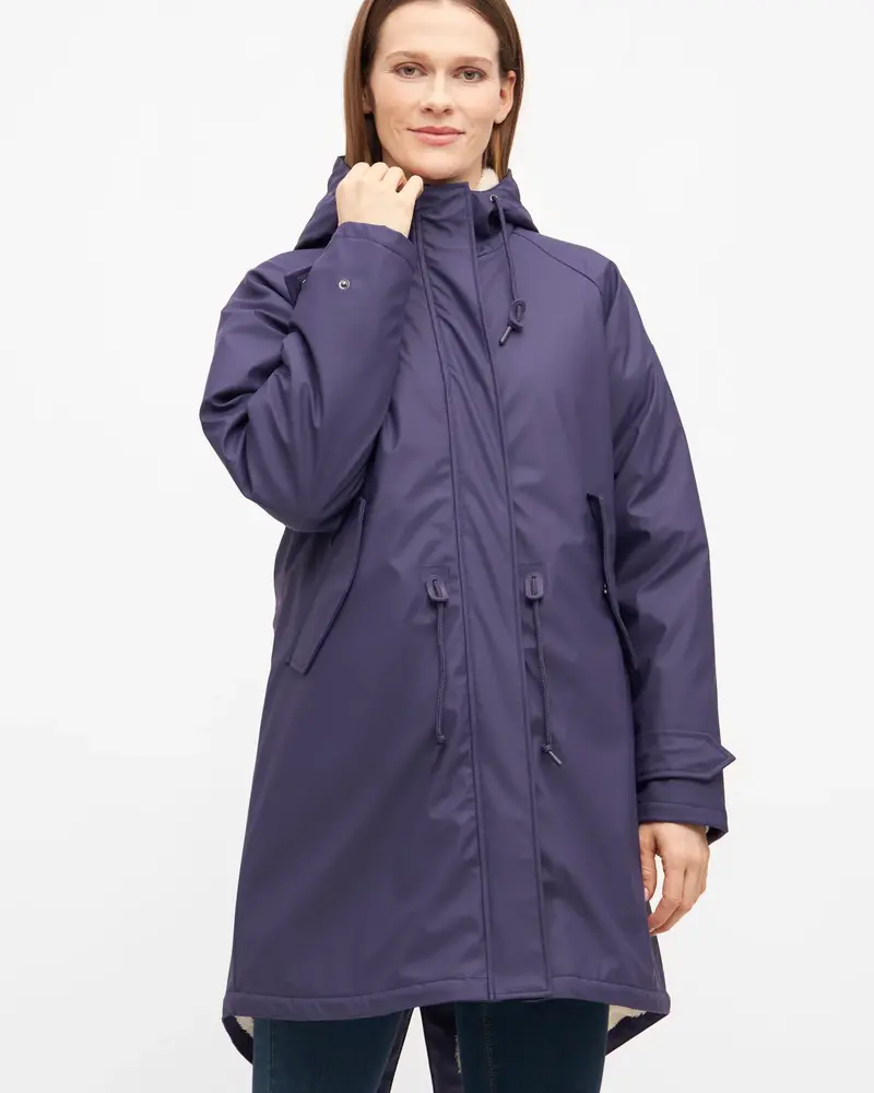 Derbe Hamburg Travel Cozy Rain Coat Purple/Offwhite