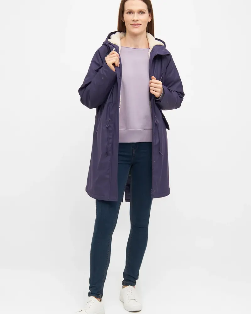 Derbe Hamburg Travel Cozy Rain Coat Purple/Offwhite