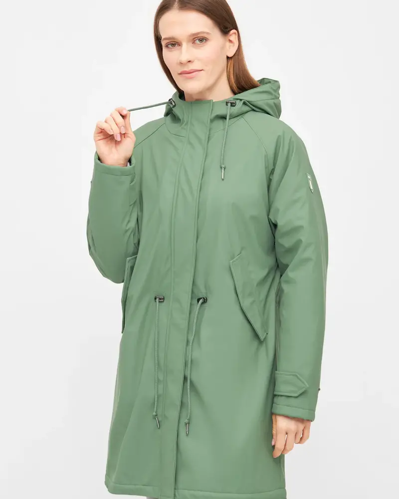 Derbe Hamburg Travel Cozy Rain Coat Hedge Green/Leo